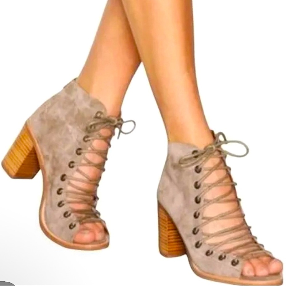Jeffrey Campbell Suede Lace-Up Block Heel